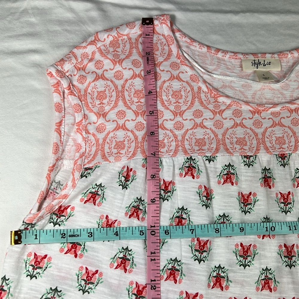 Style&co L White/Red 3 Panel Blouse - Picture 11 of 13